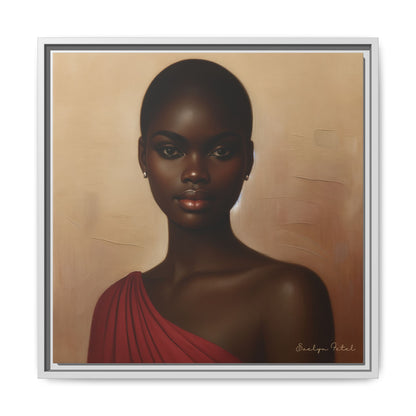 Wall Art, African Woman Portrait Painting, Matte Canvas, Framed, Home Decor, Living Room, Bedroom, Gift Ideas, Mother's Day, Black History