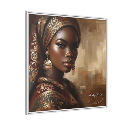 Wall Art Print, Elegant Afrocentric Home Decor, Black Woman Portrait, Unique Gift for Her, Matte Canvas, Framed Art Print for Living Room