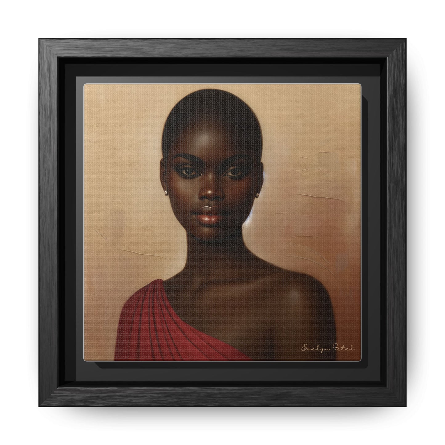 Wall Art, African Woman Portrait Painting, Matte Canvas, Framed, Home Decor, Living Room, Bedroom, Gift Ideas, Mother's Day, Black History