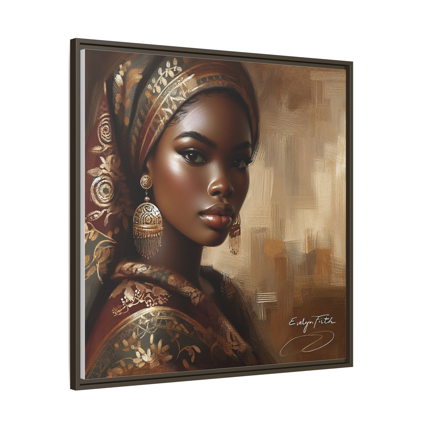 Wall Art Print, Elegant Afrocentric Home Decor, Black Woman Portrait, Unique Gift for Her, Matte Canvas, Framed Art Print for Living Room