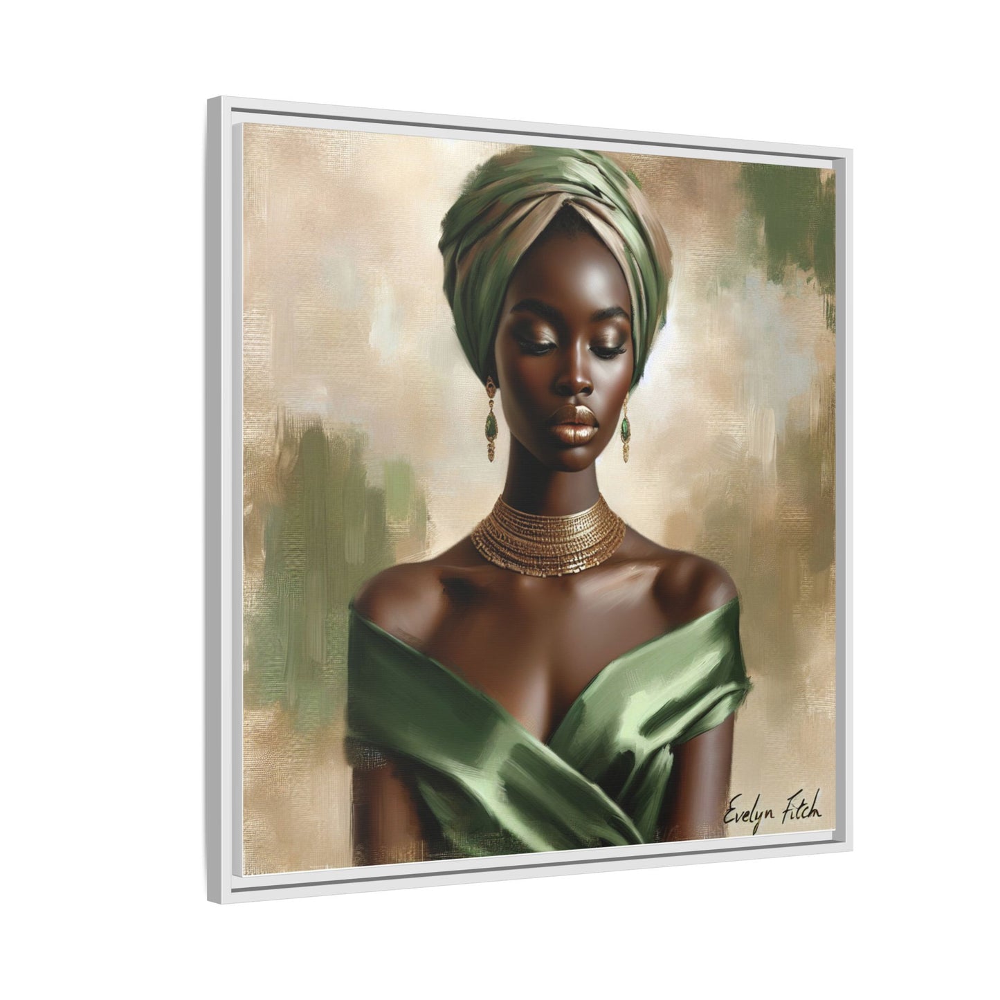 Stunning Framed Canvas Art Print, Elegant Wall Decor, Home Office Artwork, Black Glamour Portrait, Ethnic Style