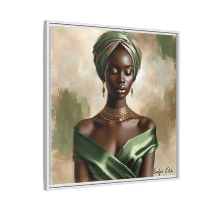 Stunning Framed Canvas Art Print, Elegant Wall Decor, Home Office Artwork, Black Glamour Portrait, Ethnic Style