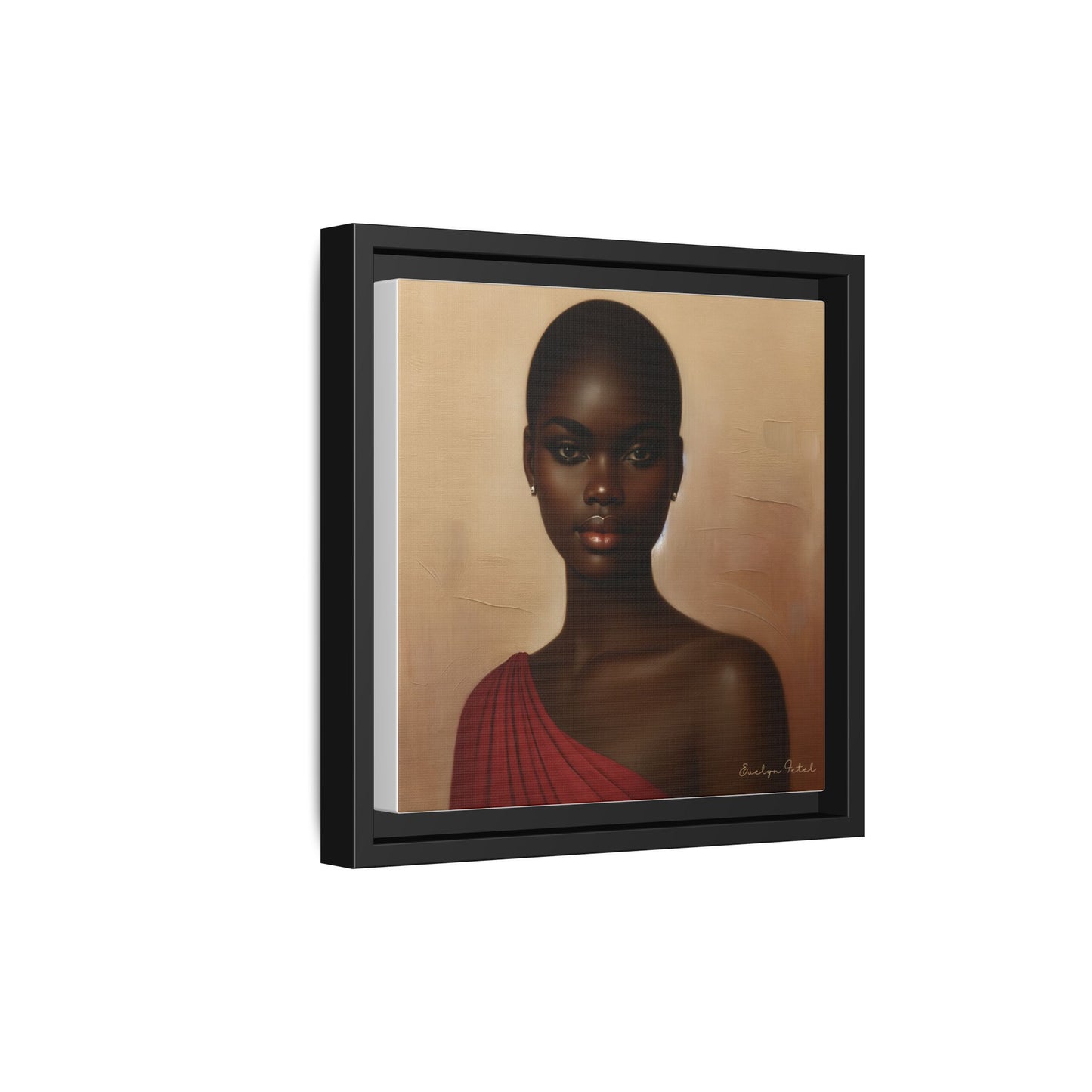 Wall Art, African Woman Portrait Painting, Matte Canvas, Framed, Home Decor, Living Room, Bedroom, Gift Ideas, Mother's Day, Black History