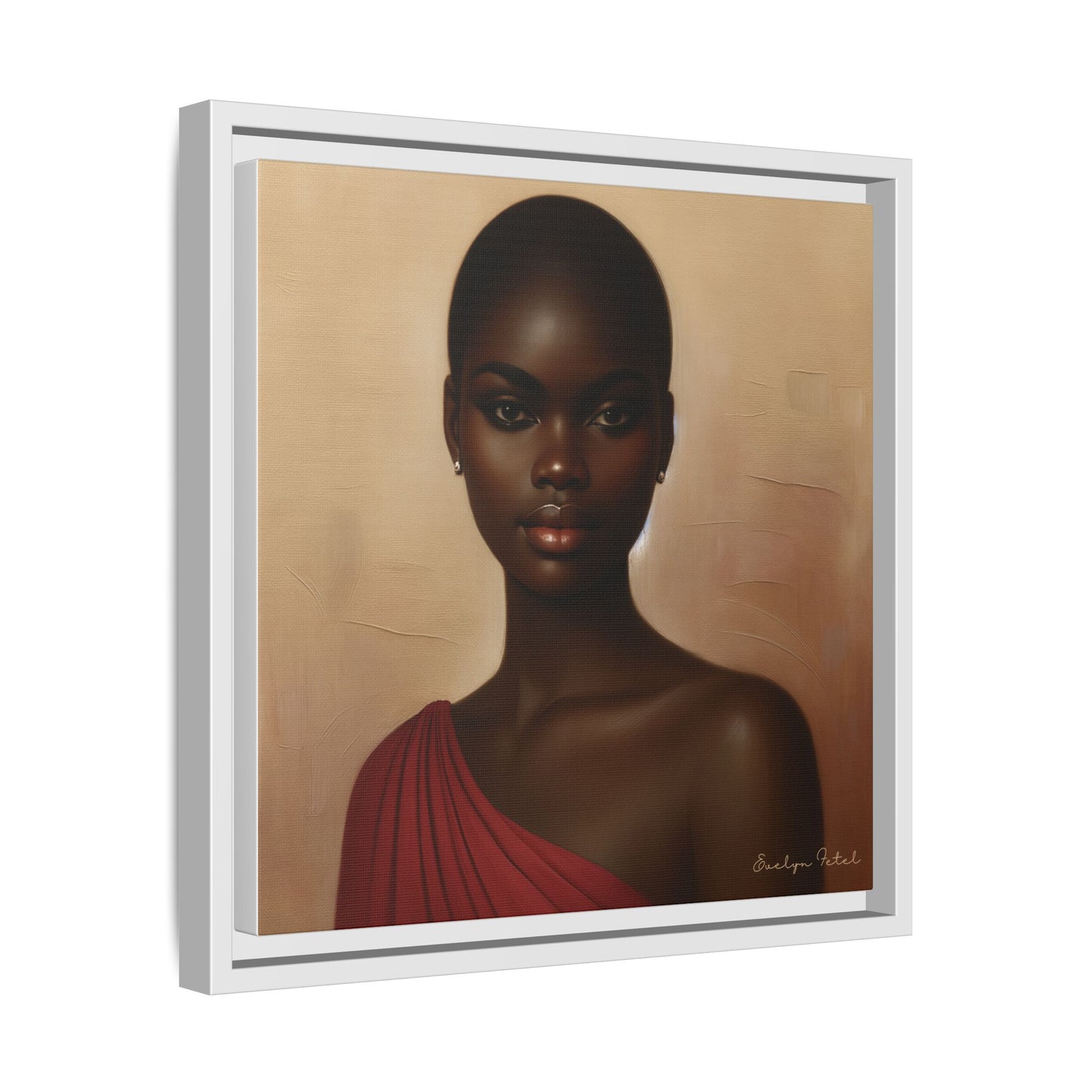 Wall Art, African Woman Portrait Painting, Matte Canvas, Framed, Home Decor, Living Room, Bedroom, Gift Ideas, Mother's Day, Black History