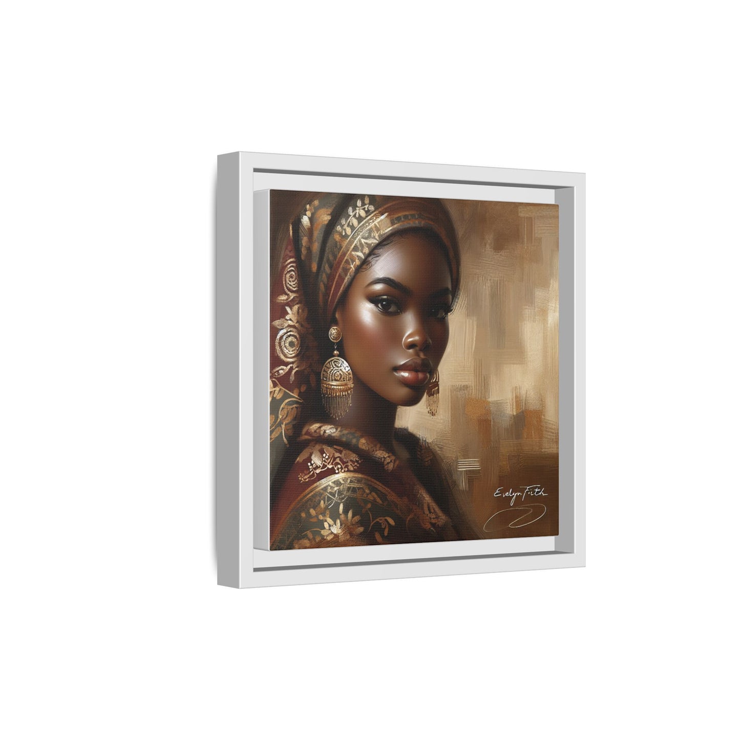 Wall Art Print, Elegant Afrocentric Home Decor, Black Woman Portrait, Unique Gift for Her, Matte Canvas, Framed Art Print for Living Room