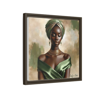 Stunning Framed Canvas Art Print, Elegant Wall Decor, Home Office Artwork, Black Glamour Portrait, Ethnic Style