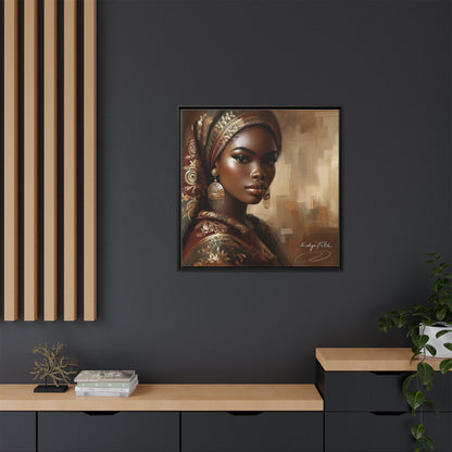 Wall Art Print, Elegant Afrocentric Home Decor, Black Woman Portrait, Unique Gift for Her, Matte Canvas, Framed Art Print for Living Room