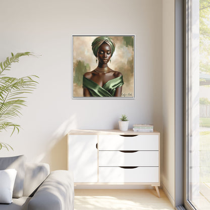 Stunning Framed Canvas Art Print, Elegant Wall Decor, Home Office Artwork, Black Glamour Portrait, Ethnic Style