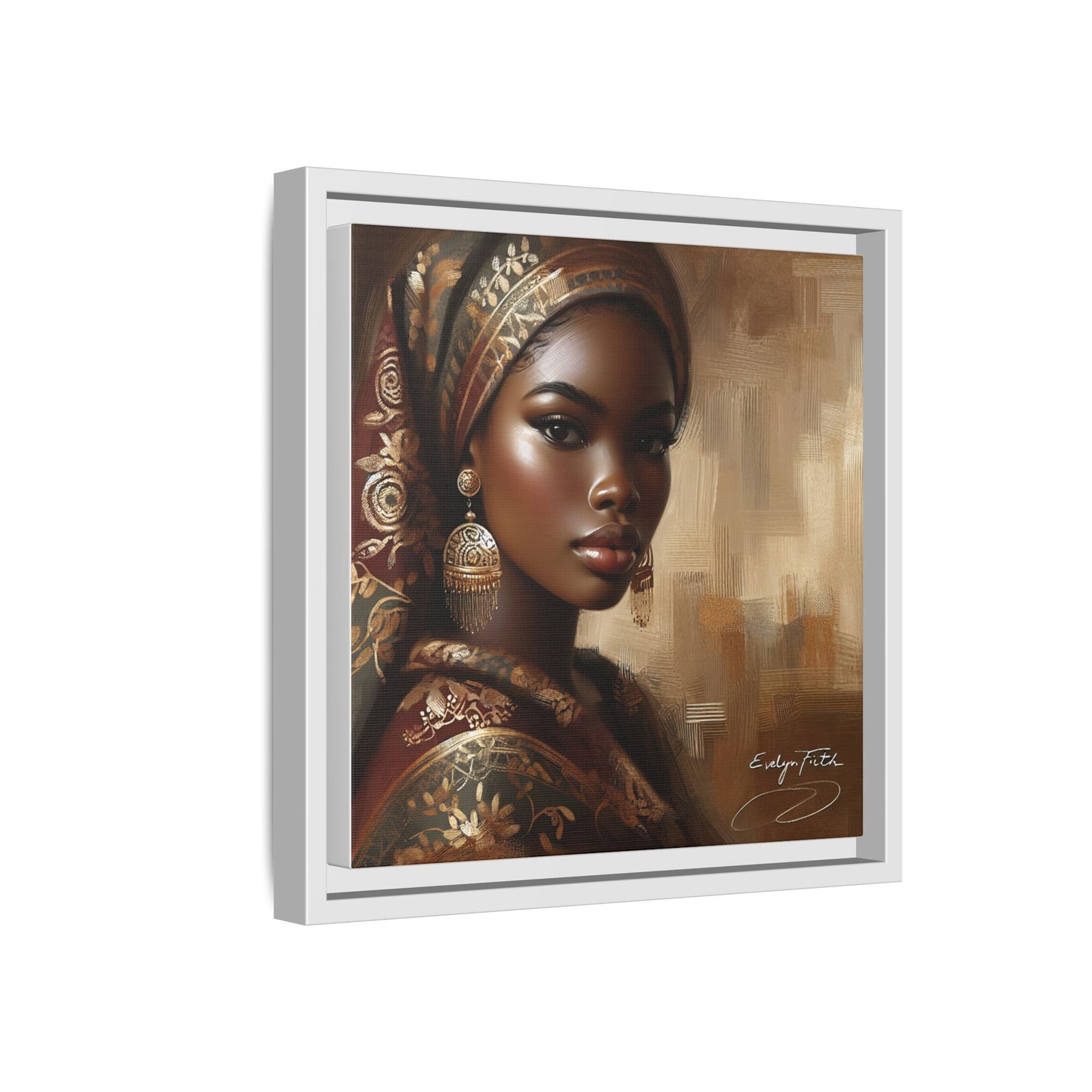 Wall Art Print, Elegant Afrocentric Home Decor, Black Woman Portrait, Unique Gift for Her, Matte Canvas, Framed Art Print for Living Room