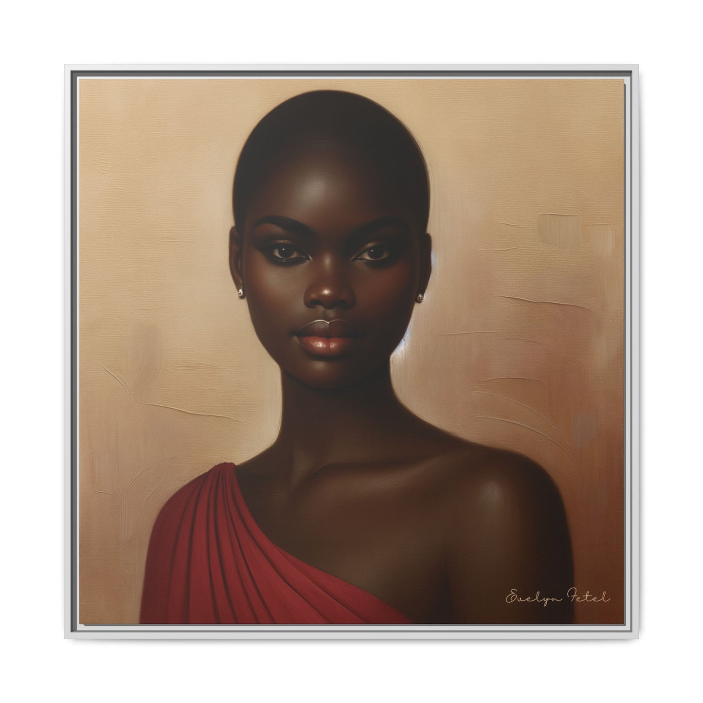 Wall Art, African Woman Portrait Painting, Matte Canvas, Framed, Home Decor, Living Room, Bedroom, Gift Ideas, Mother's Day, Black History