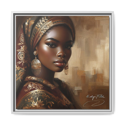 Wall Art Print, Elegant Afrocentric Home Decor, Black Woman Portrait, Unique Gift for Her, Matte Canvas, Framed Art Print for Living Room