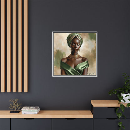 Stunning Framed Canvas Art Print, Elegant Wall Decor, Home Office Artwork, Black Glamour Portrait, Ethnic Style