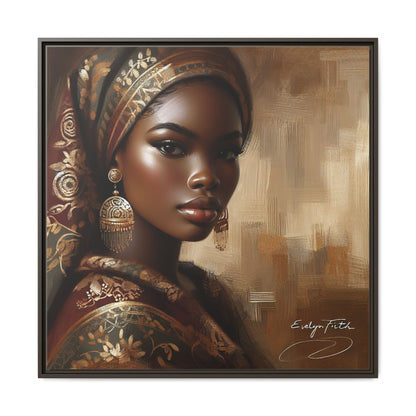 Wall Art Print, Elegant Afrocentric Home Decor, Black Woman Portrait, Unique Gift for Her, Matte Canvas, Framed Art Print for Living Room