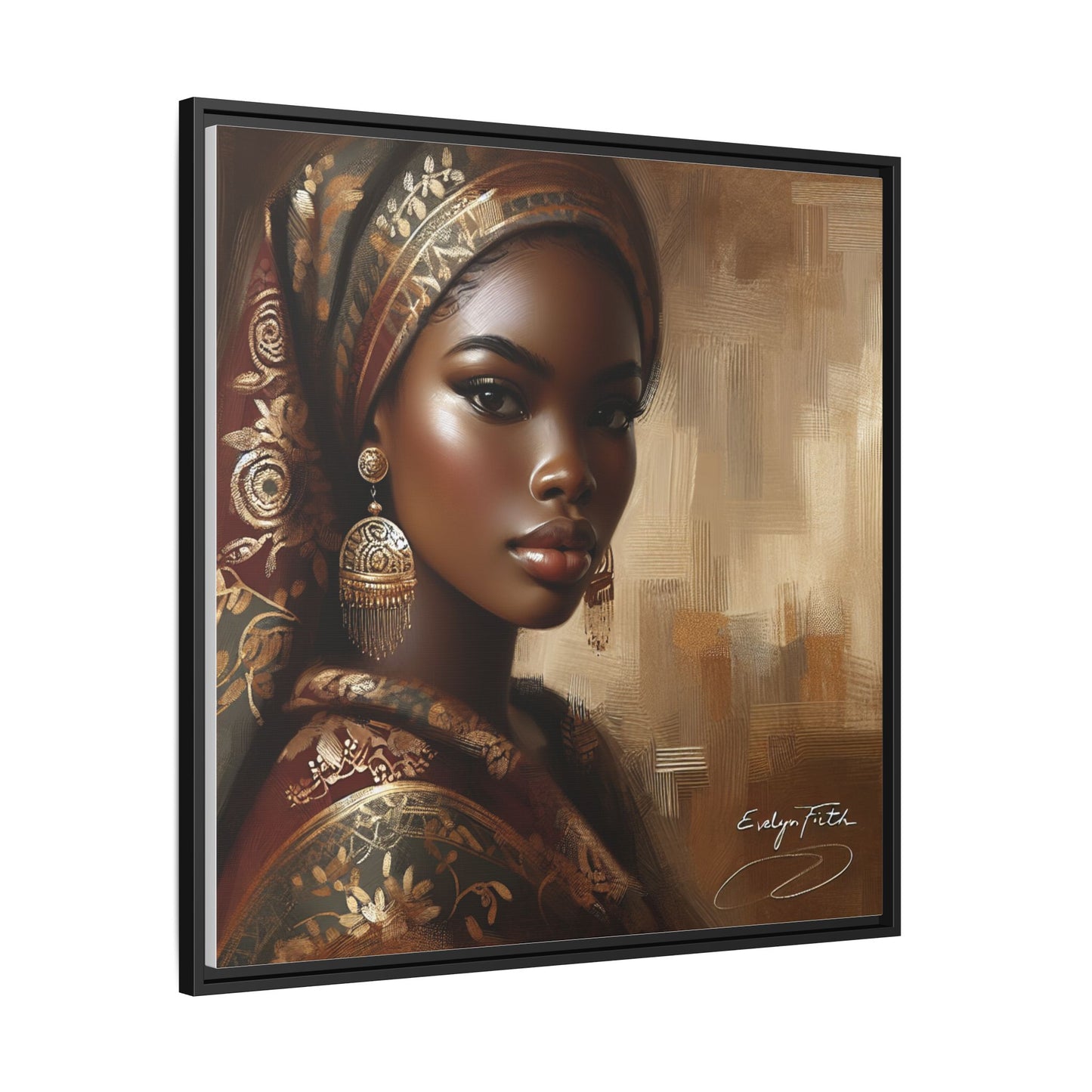 Wall Art Print, Elegant Afrocentric Home Decor, Black Woman Portrait, Unique Gift for Her, Matte Canvas, Framed Art Print for Living Room