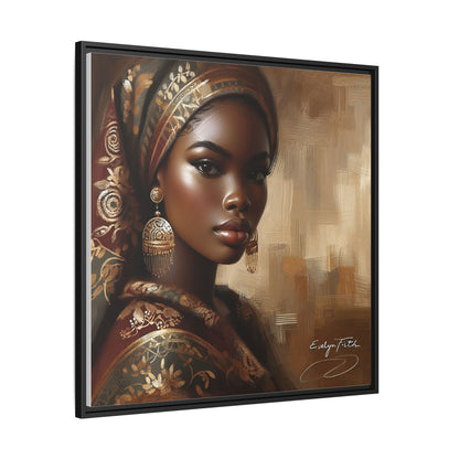 Wall Art Print, Elegant Afrocentric Home Decor, Black Woman Portrait, Unique Gift for Her, Matte Canvas, Framed Art Print for Living Room