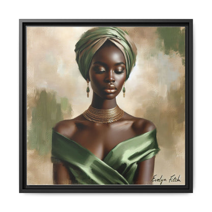Stunning Framed Canvas Art Print, Elegant Wall Decor, Home Office Artwork, Black Glamour Portrait, Ethnic Style