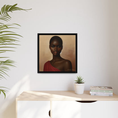 Wall Art, African Woman Portrait Painting, Matte Canvas, Framed, Home Decor, Living Room, Bedroom, Gift Ideas, Mother's Day, Black History