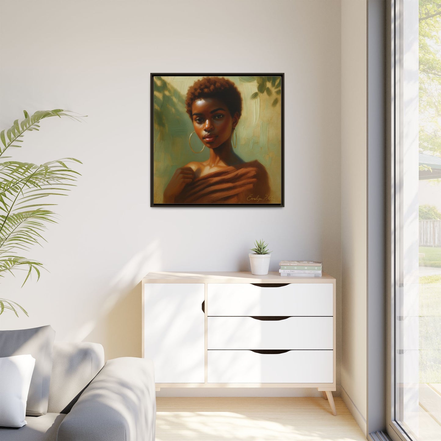 Framed Wall Art, Ethereal Portrait of a Woman, Home Decor, Gift for Her, Modern Artwork, Minimalist