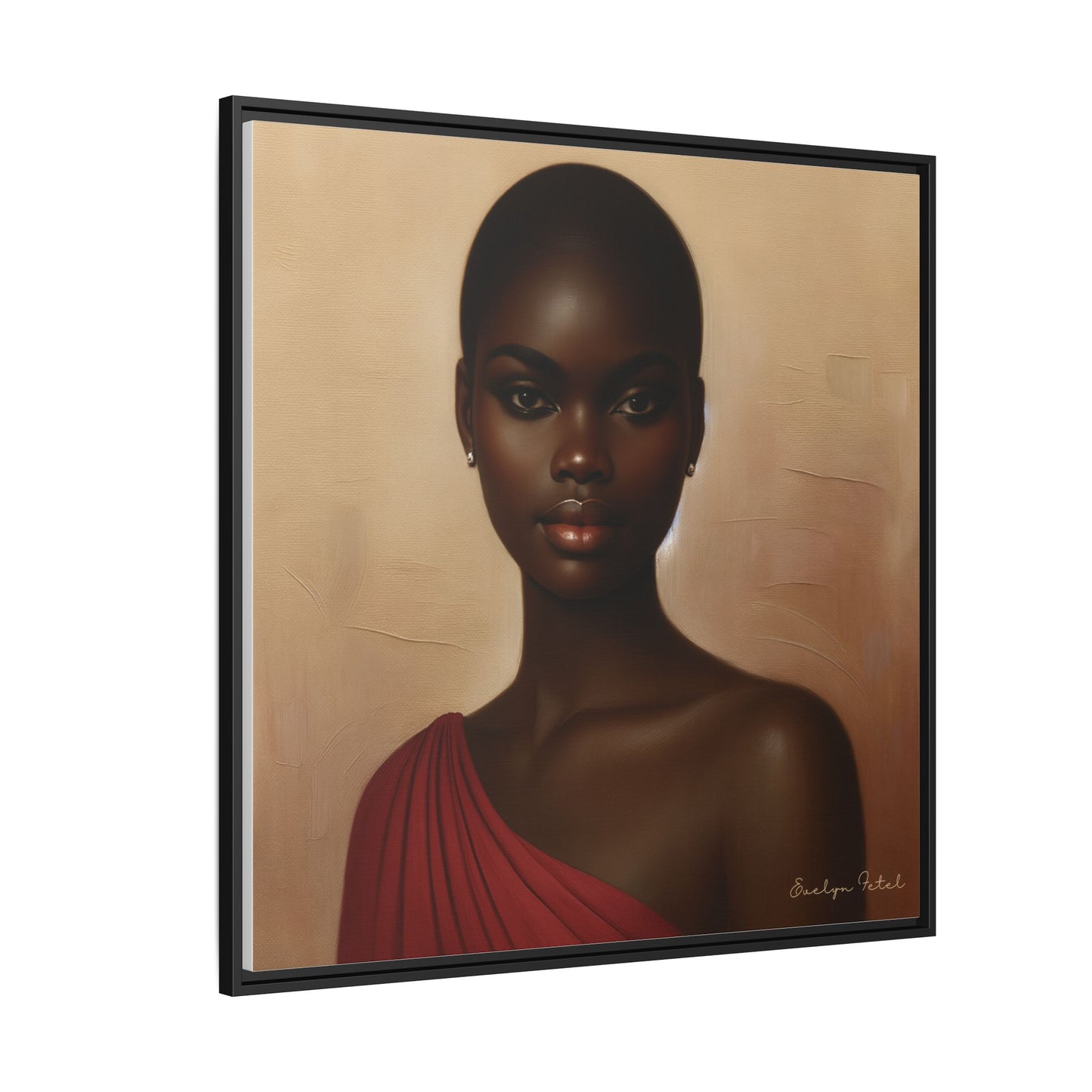 Wall Art, African Woman Portrait Painting, Matte Canvas, Framed, Home Decor, Living Room, Bedroom, Gift Ideas, Mother's Day, Black History