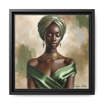 Stunning Framed Canvas Art Print, Elegant Wall Decor, Home Office Artwork, Black Glamour Portrait, Ethnic Style