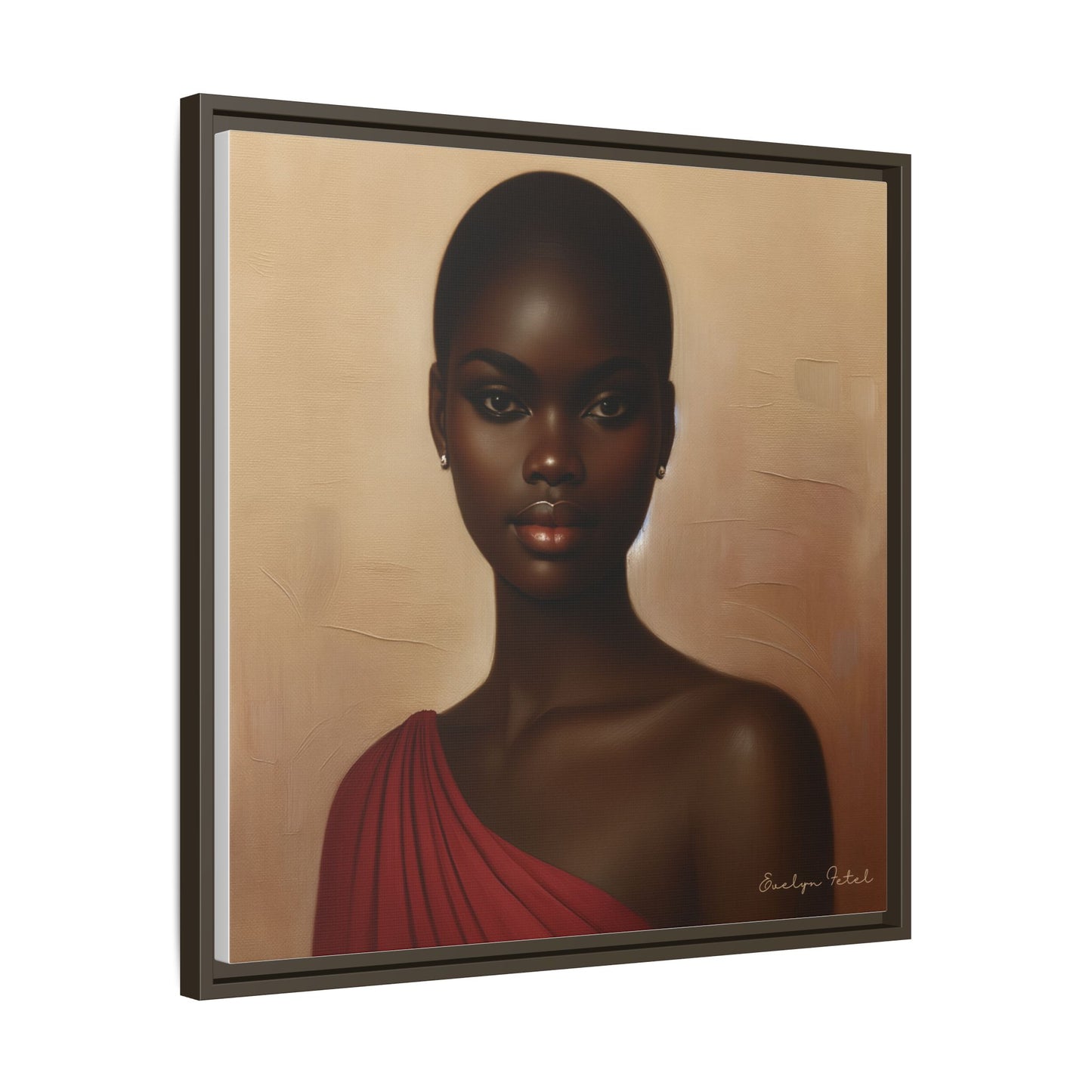 Wall Art, African Woman Portrait Painting, Matte Canvas, Framed, Home Decor, Living Room, Bedroom, Gift Ideas, Mother's Day, Black History