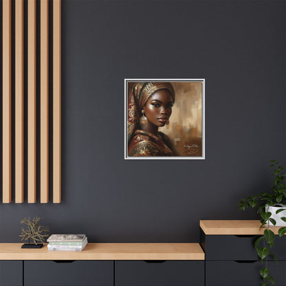 Wall Art Print, Elegant Afrocentric Home Decor, Black Woman Portrait, Unique Gift for Her, Matte Canvas, Framed Art Print for Living Room