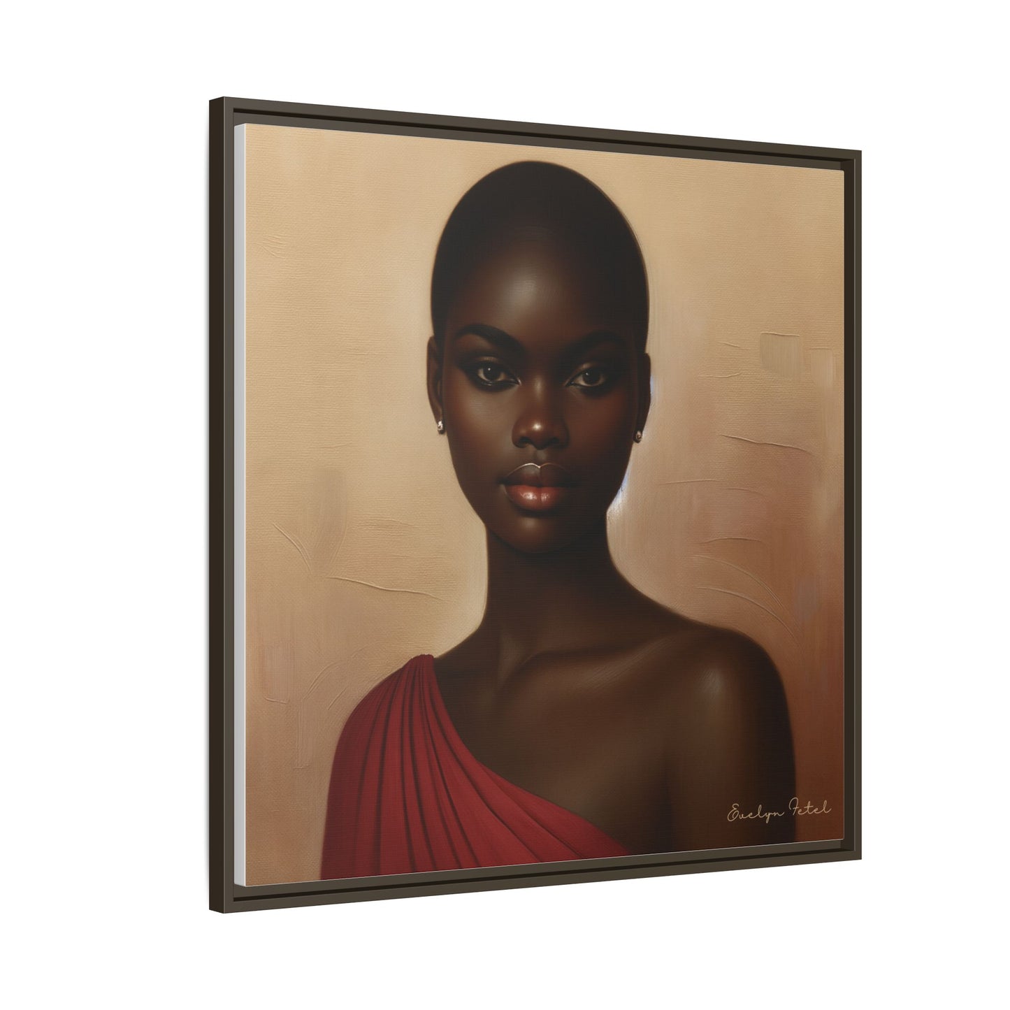 Wall Art, African Woman Portrait Painting, Matte Canvas, Framed, Home Decor, Living Room, Bedroom, Gift Ideas, Mother's Day, Black History