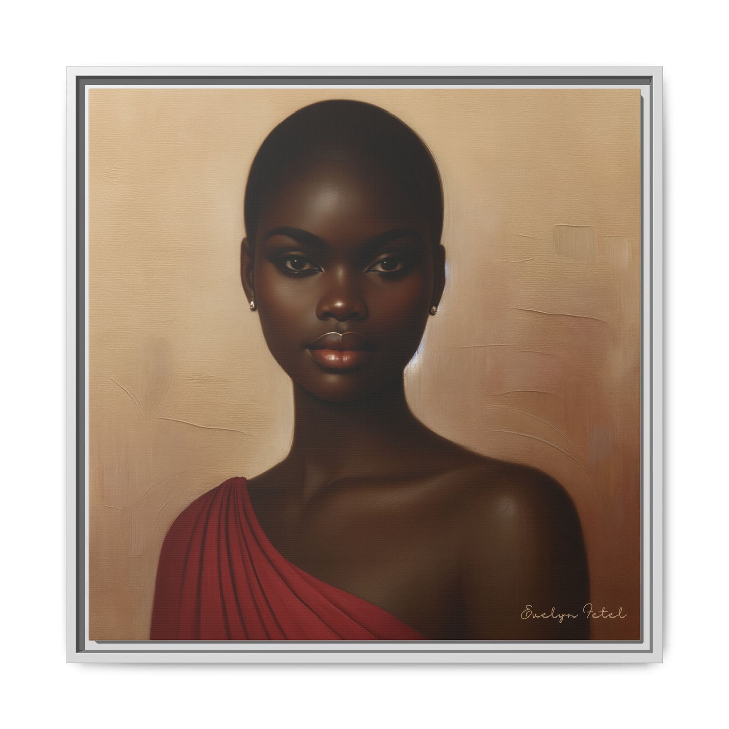 Wall Art, African Woman Portrait Painting, Matte Canvas, Framed, Home Decor, Living Room, Bedroom, Gift Ideas, Mother's Day, Black History