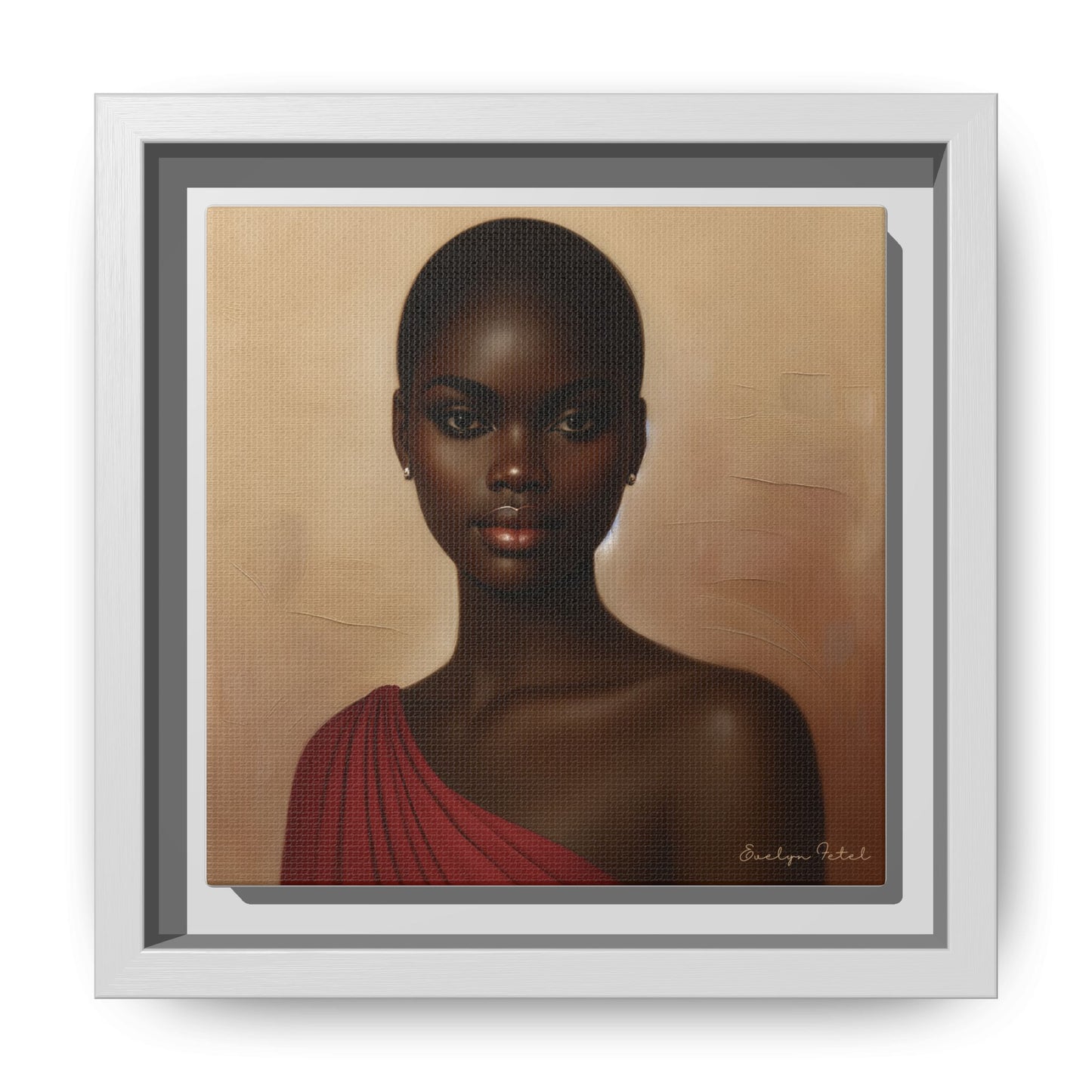 Wall Art, African Woman Portrait Painting, Matte Canvas, Framed, Home Decor, Living Room, Bedroom, Gift Ideas, Mother's Day, Black History