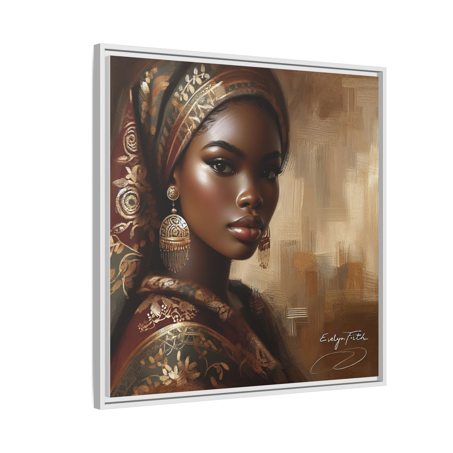 Wall Art Print, Elegant Afrocentric Home Decor, Black Woman Portrait, Unique Gift for Her, Matte Canvas, Framed Art Print for Living Room