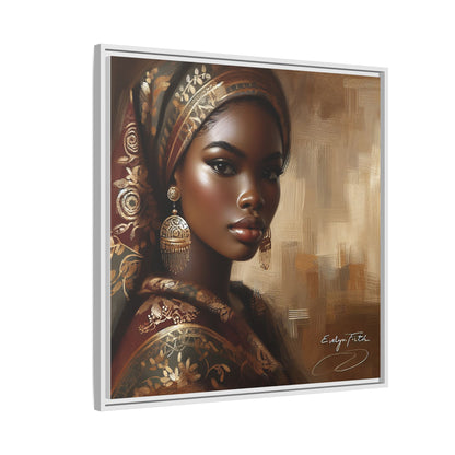 Wall Art Print, Elegant Afrocentric Home Decor, Black Woman Portrait, Unique Gift for Her, Matte Canvas, Framed Art Print for Living Room