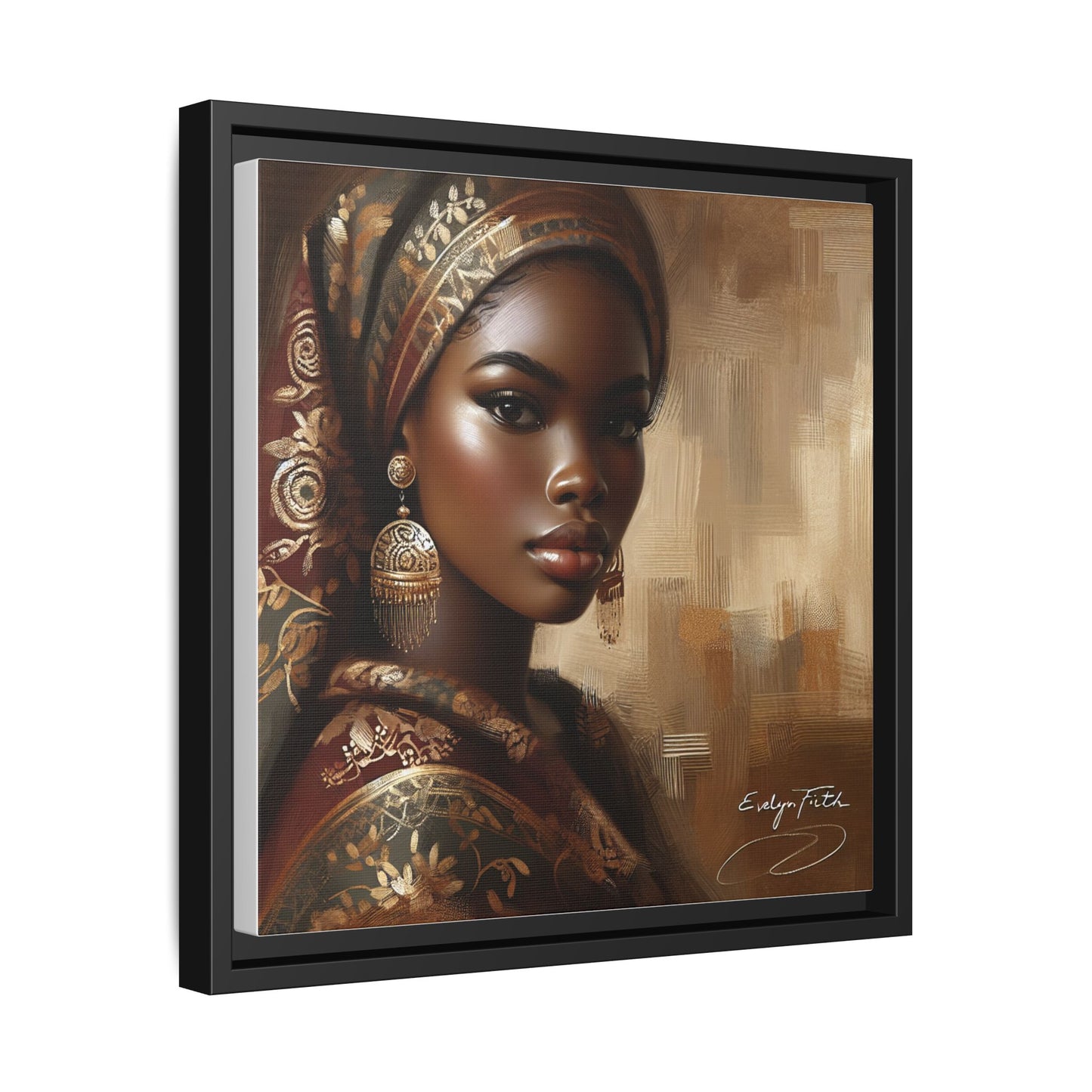 Wall Art Print, Elegant Afrocentric Home Decor, Black Woman Portrait, Unique Gift for Her, Matte Canvas, Framed Art Print for Living Room