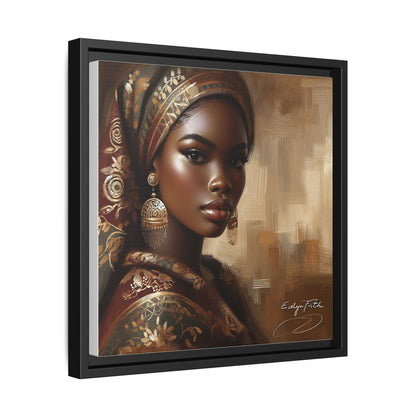 Wall Art Print, Elegant Afrocentric Home Decor, Black Woman Portrait, Unique Gift for Her, Matte Canvas, Framed Art Print for Living Room