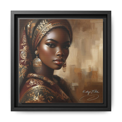 Wall Art Print, Elegant Afrocentric Home Decor, Black Woman Portrait, Unique Gift for Her, Matte Canvas, Framed Art Print for Living Room