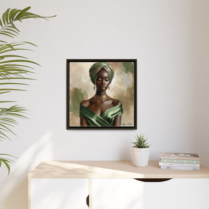 Stunning Framed Canvas Art Print, Elegant Wall Decor, Home Office Artwork, Black Glamour Portrait, Ethnic Style