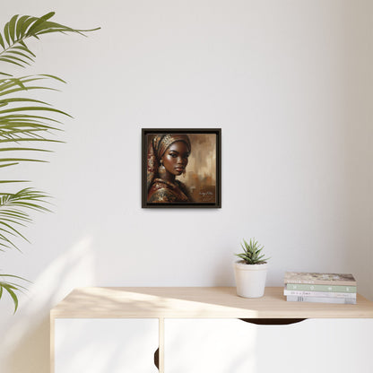 Wall Art Print, Elegant Afrocentric Home Decor, Black Woman Portrait, Unique Gift for Her, Matte Canvas, Framed Art Print for Living Room