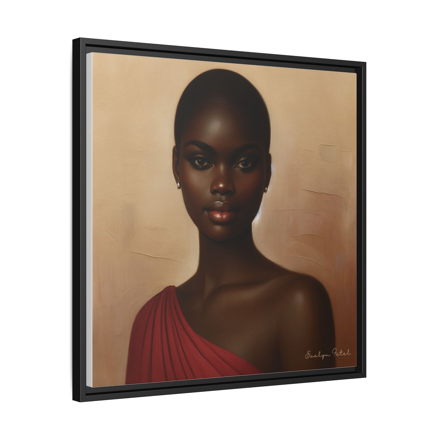Wall Art, African Woman Portrait Painting, Matte Canvas, Framed, Home Decor, Living Room, Bedroom, Gift Ideas, Mother's Day, Black History