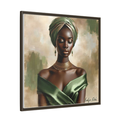 Stunning Framed Canvas Art Print, Elegant Wall Decor, Home Office Artwork, Black Glamour Portrait, Ethnic Style