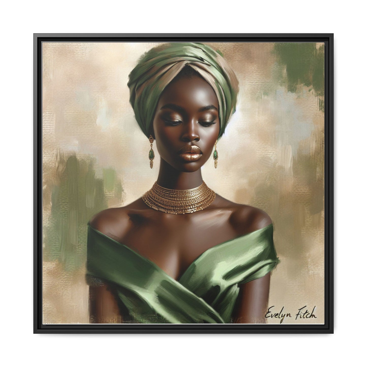 Stunning Framed Canvas Art Print, Elegant Wall Decor, Home Office Artwork, Black Glamour Portrait, Ethnic Style
