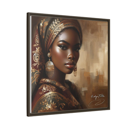 Wall Art Print, Elegant Afrocentric Home Decor, Black Woman Portrait, Unique Gift for Her, Matte Canvas, Framed Art Print for Living Room