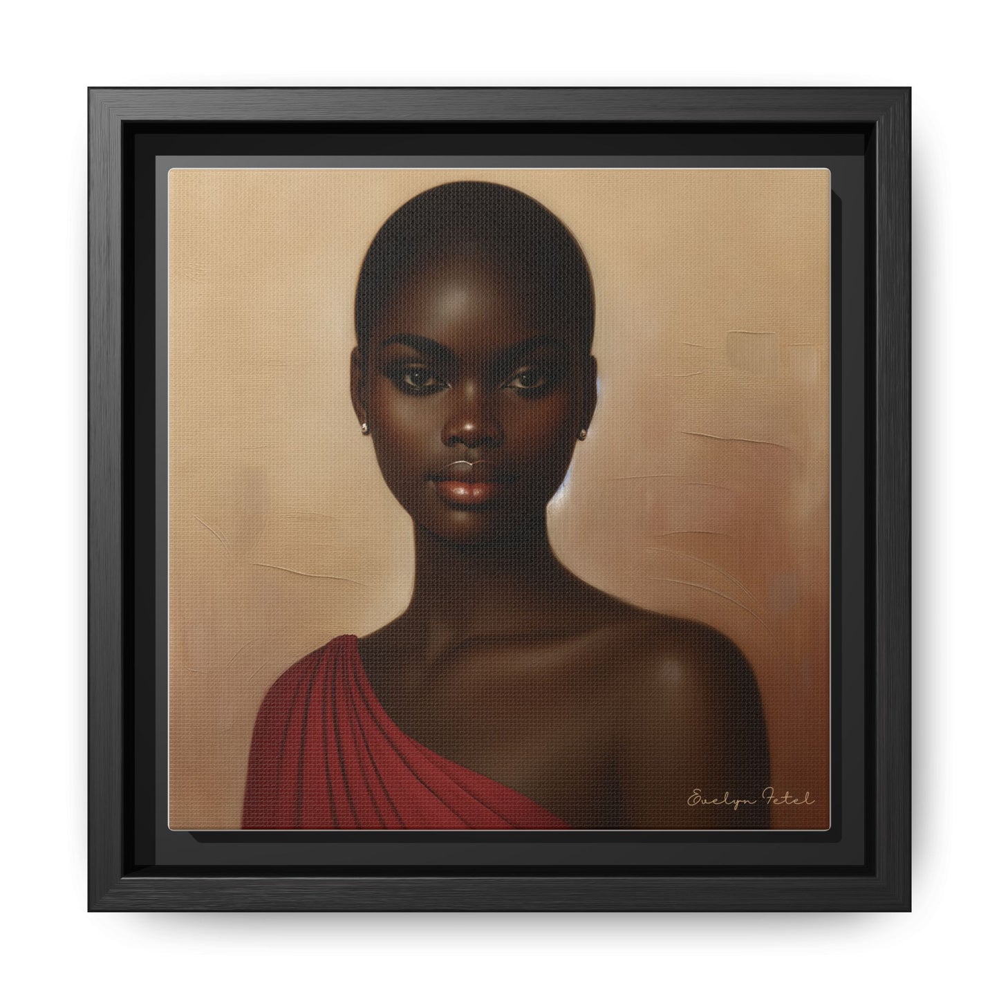 Wall Art, African Woman Portrait Painting, Matte Canvas, Framed, Home Decor, Living Room, Bedroom, Gift Ideas, Mother's Day, Black History