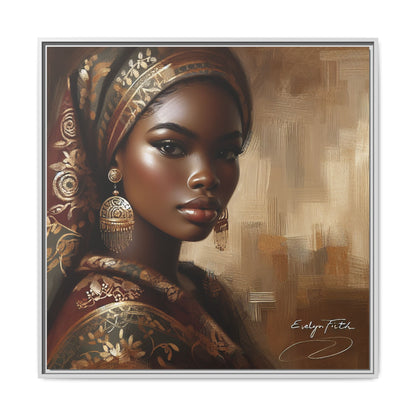 Wall Art Print, Elegant Afrocentric Home Decor, Black Woman Portrait, Unique Gift for Her, Matte Canvas, Framed Art Print for Living Room