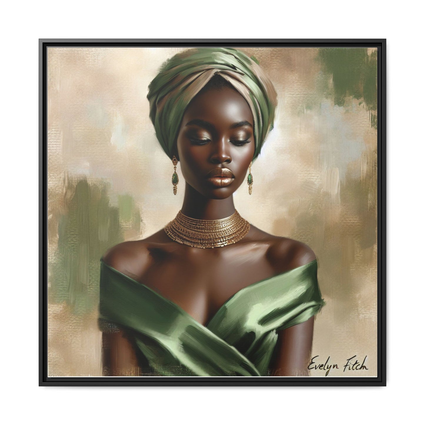 Stunning Framed Canvas Art Print, Elegant Wall Decor, Home Office Artwork, Black Glamour Portrait, Ethnic Style