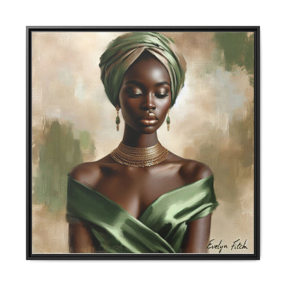 Stunning Framed Canvas Art Print, Elegant Wall Decor, Home Office Artwork, Black Glamour Portrait, Ethnic Style