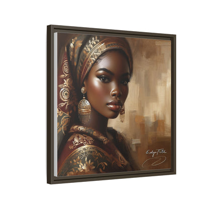 Wall Art Print, Elegant Afrocentric Home Decor, Black Woman Portrait, Unique Gift for Her, Matte Canvas, Framed Art Print for Living Room