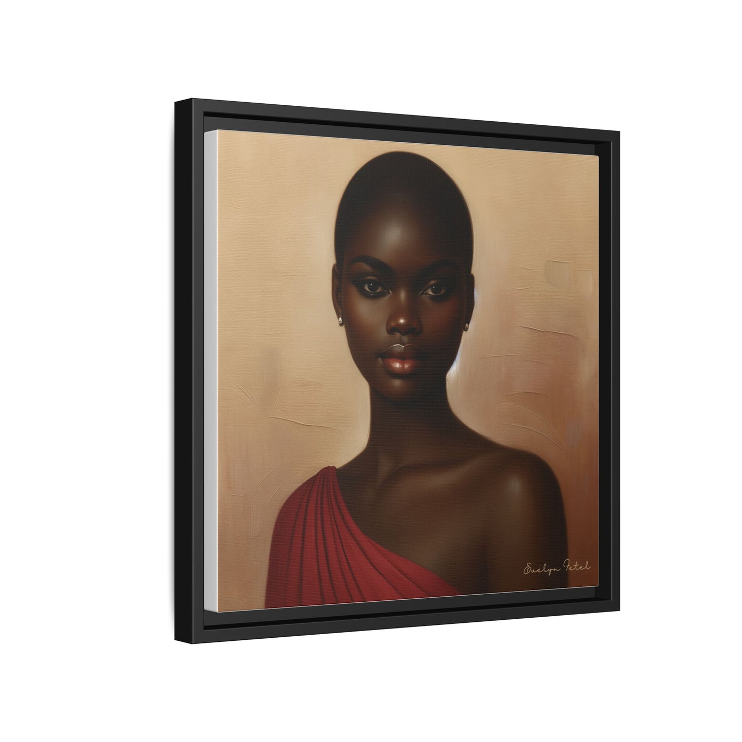 Wall Art, African Woman Portrait Painting, Matte Canvas, Framed, Home Decor, Living Room, Bedroom, Gift Ideas, Mother's Day, Black History