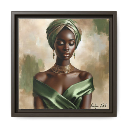 Stunning Framed Canvas Art Print, Elegant Wall Decor, Home Office Artwork, Black Glamour Portrait, Ethnic Style