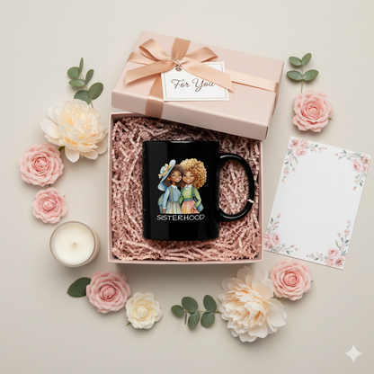Sisterhood Black Mug - Perfect Gift for Friends, Tea Lovers, Cozy Moments, Birthday, Inspirational, Sister Gifts