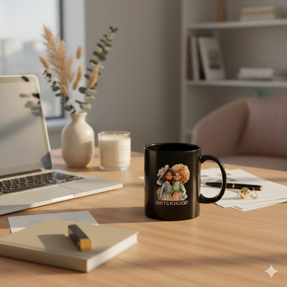 Sisterhood Black Mug - Perfect Gift for Friends, Tea Lovers, Cozy Moments, Birthday, Inspirational, Sister Gifts