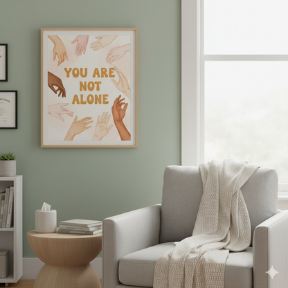 Motivational Canvas Art, You Are Not Alone, Inspirational Wall Decor, Friendship Gift, Supportive Home Decor, Mental Health Awareness